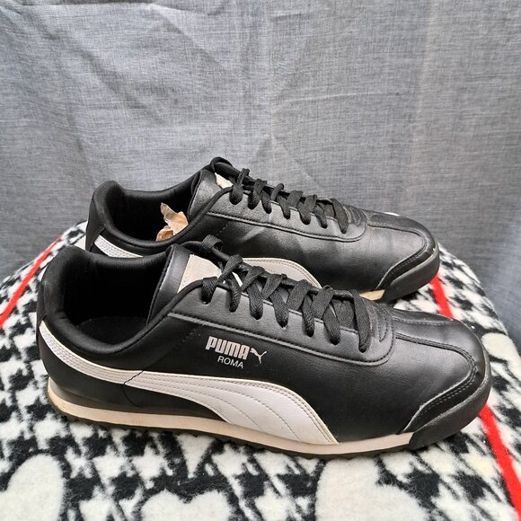 %Puma Roma Classic Men's Sz 13 Black White Sneakers / A 42 - Picture 2 of 11